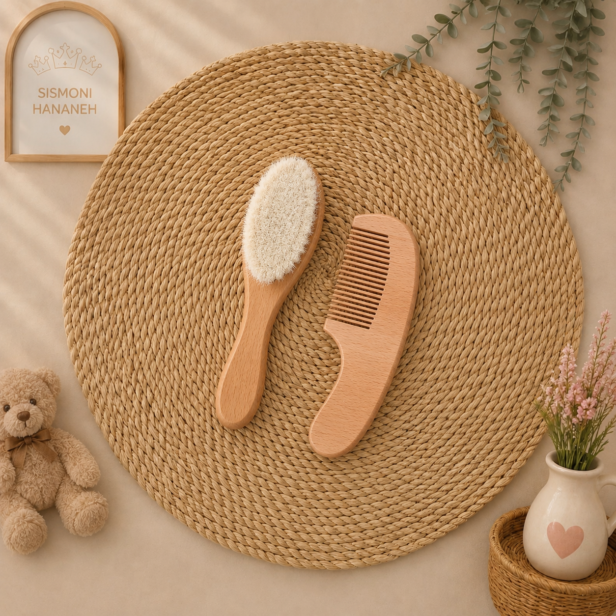 شانه و برس چوبی الیاف طبیعی